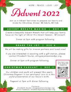 Advent Sunday: Share the Joy Mission giftmaking & Congregational Dinner